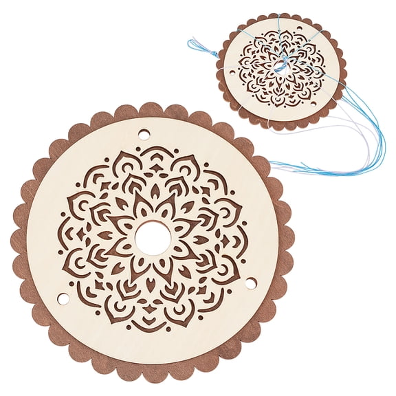 Wood Flower Pattern Kumihimo Disk 6.3 Inch Round Bracelet Making Kit Multicord Knitting Bracelet Maker Braiding Tool Weaving Loom Crafts