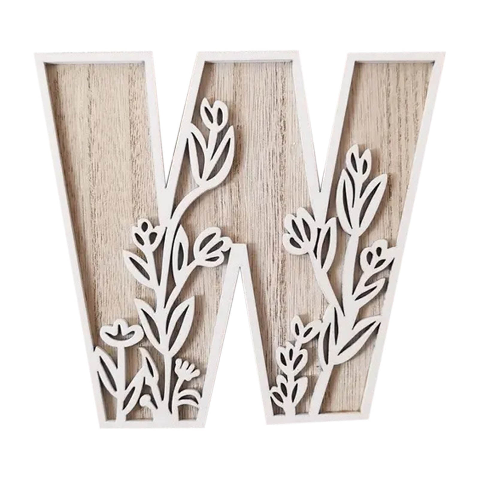 Wood Flowers for Crafts Hand-Carved Letter Pendant Natural Wood Home ...