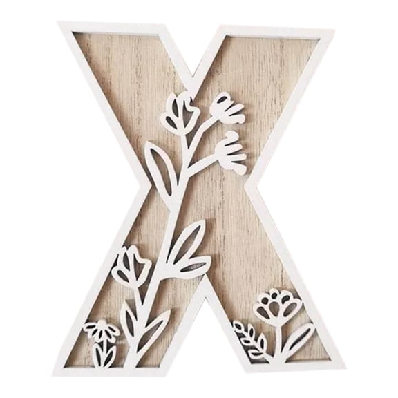Wood Flowers for Crafts Hand-Carved Letter Pendant Natural Wood Home Kitchen Wall Decorations for Wedding
