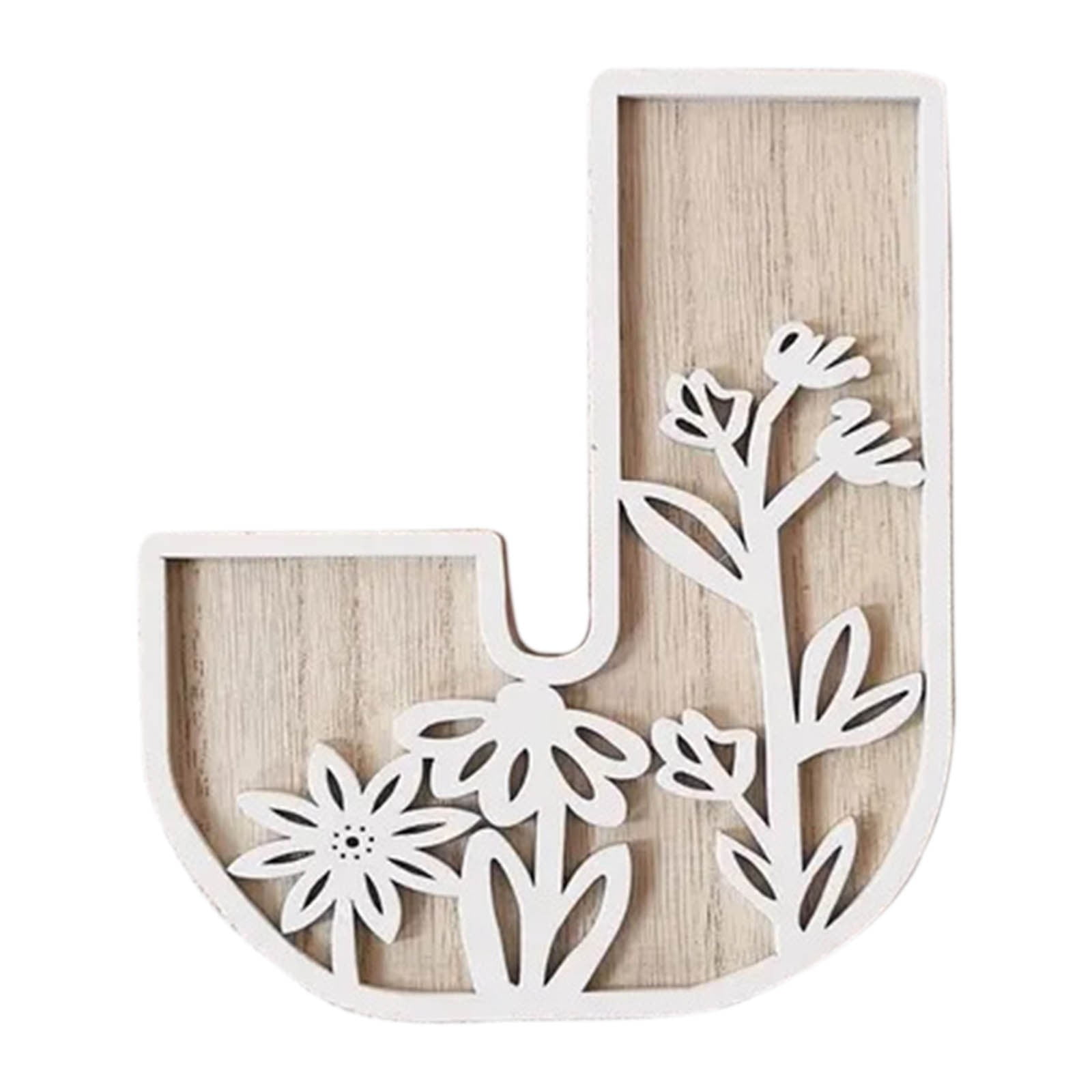 Wood Flowers for Crafts Hand-Carved Letter Pendant Natural Wood Home ...