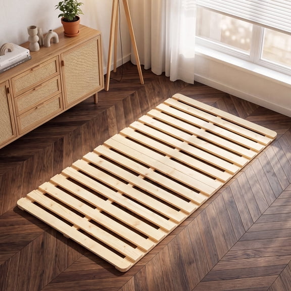 MOPHOTO Japanese Tatami Mat,Foldable Slatted Bed,Tatami Bed Frame,Breathable Floor Sleep Bedding for Japanese Floor Futon Mattress(Twin-75" x 38")