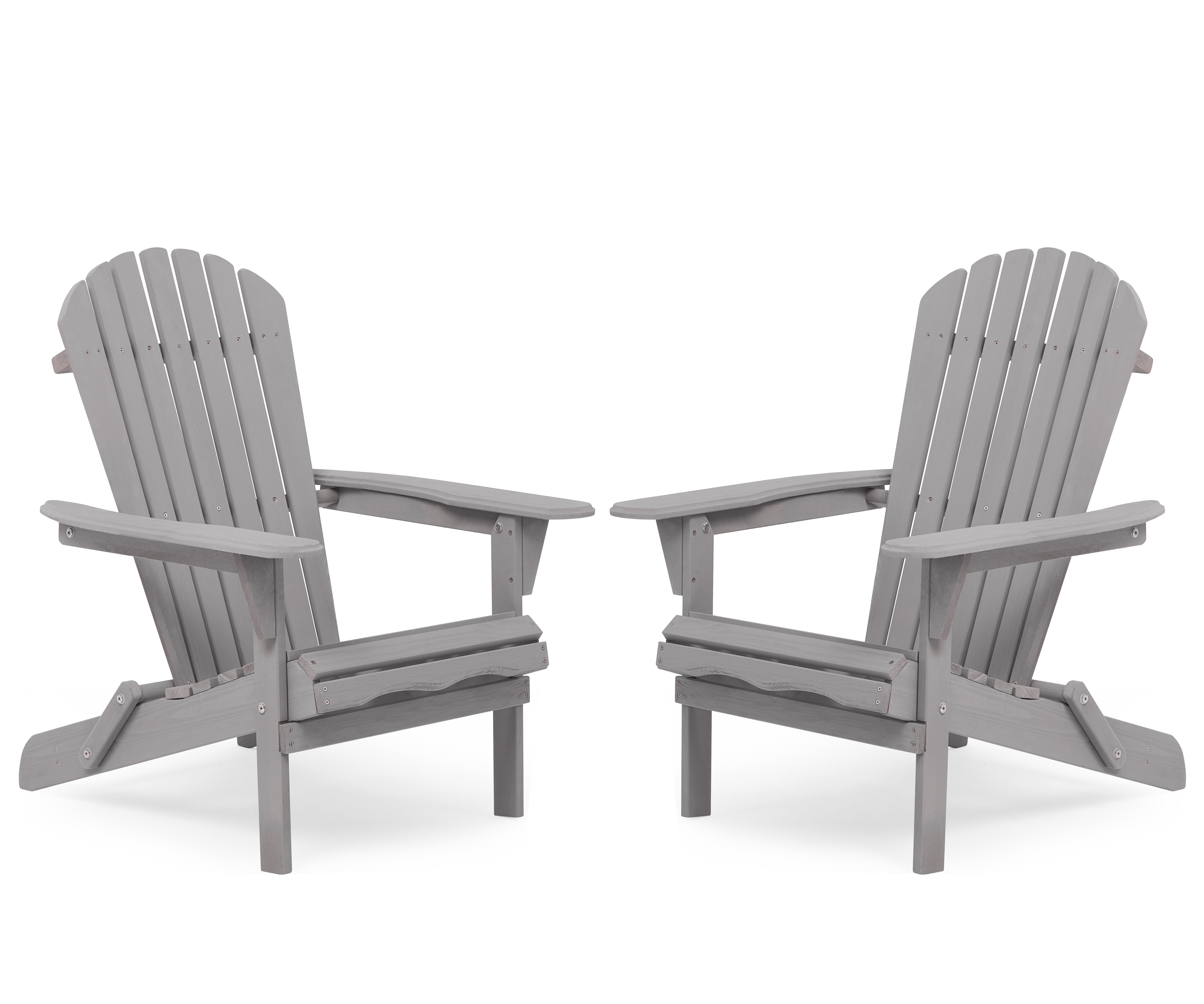 Gray Cedar Wood Folding Adirondack Chair Set of 2