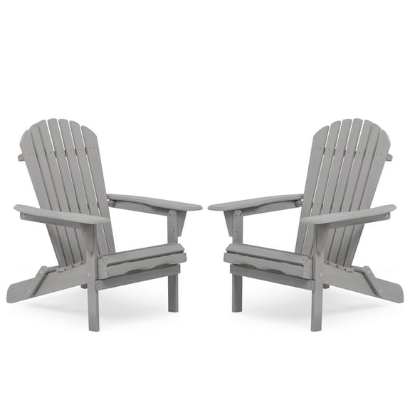 Wood Folding Adirondack Chair Set of 2, Cedar Outdoor Patio Lounger Chair for Beach, Deck, Garden, Backyard, Lawn, Porch, Pool Side, Fire Pit