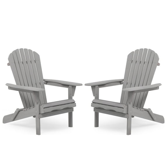 Wood Folding Adirondack Chair Set of 2, Cedar Outdoor Patio Lounger Chair for Beach, Deck, Garden, Backyard, Lawn, Porch, Pool Side, Fire Pit