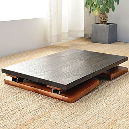 Wood Folding Coffee Table, Portable Low Picnic Table Wooden Folding Tea, Floor Sitting Low Table Small Space Minimalist Table