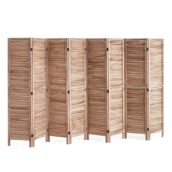 Wood Folding Privacy Screen, 8 Panel Room Divider - 66.9" Tall, Portable Wooden Partition for Home, Office, Bedroom, Restaurant
