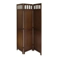 thumbnail image 1 of Wood Folding Screen 3-Panel - Walnut Room Divider, Portable Privacy Screen, 70"H, 1 of 1