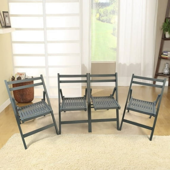 Wood Folding Special Event Chair, Set of 4, Wood Chairs, Vintage Folding Chair, Patio Chairs, for Balcony Dining Lawn Indoor Outdoor, Gray