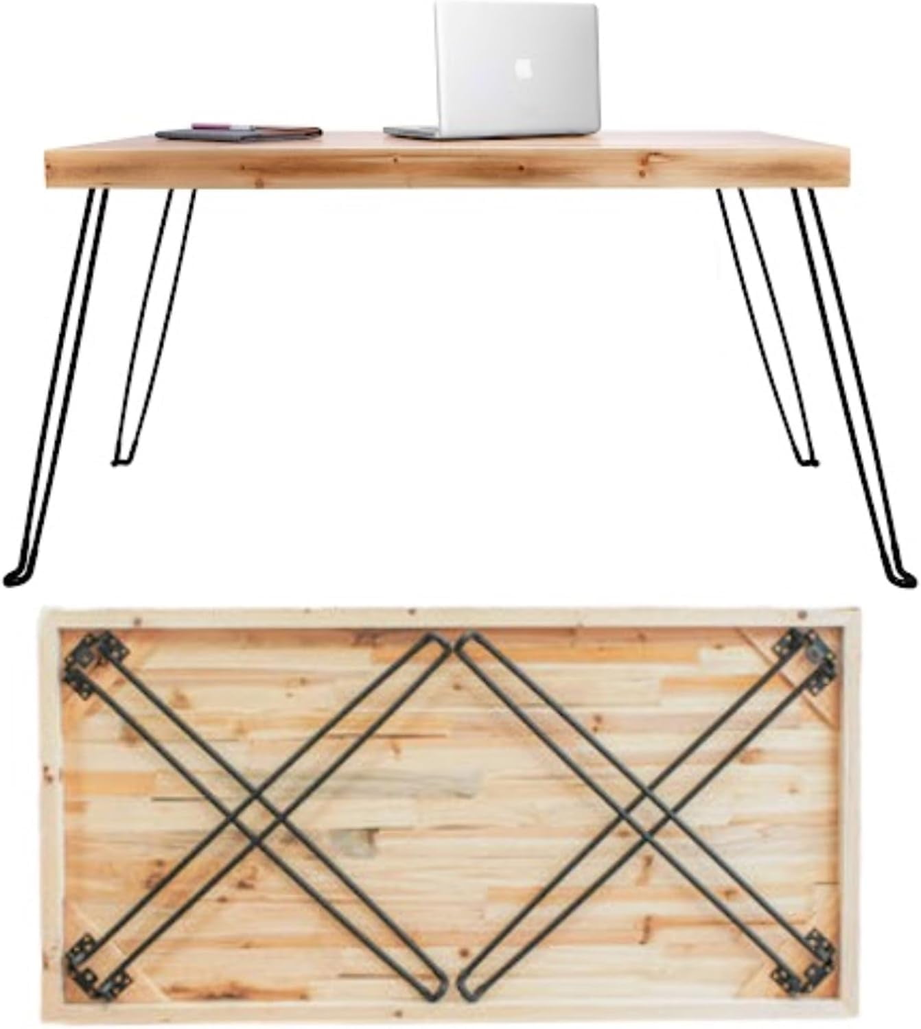 Wood Folding Table - Portable Folding Desk - No Assembly Easy Fold ...
