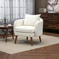 thumbnail image 1 of Wood Frame Armchair, Modern Accent Chair Lounge Chair with Thick Backrest, Leisure Barrel Chair for Living Room Home Office, 1 of 7