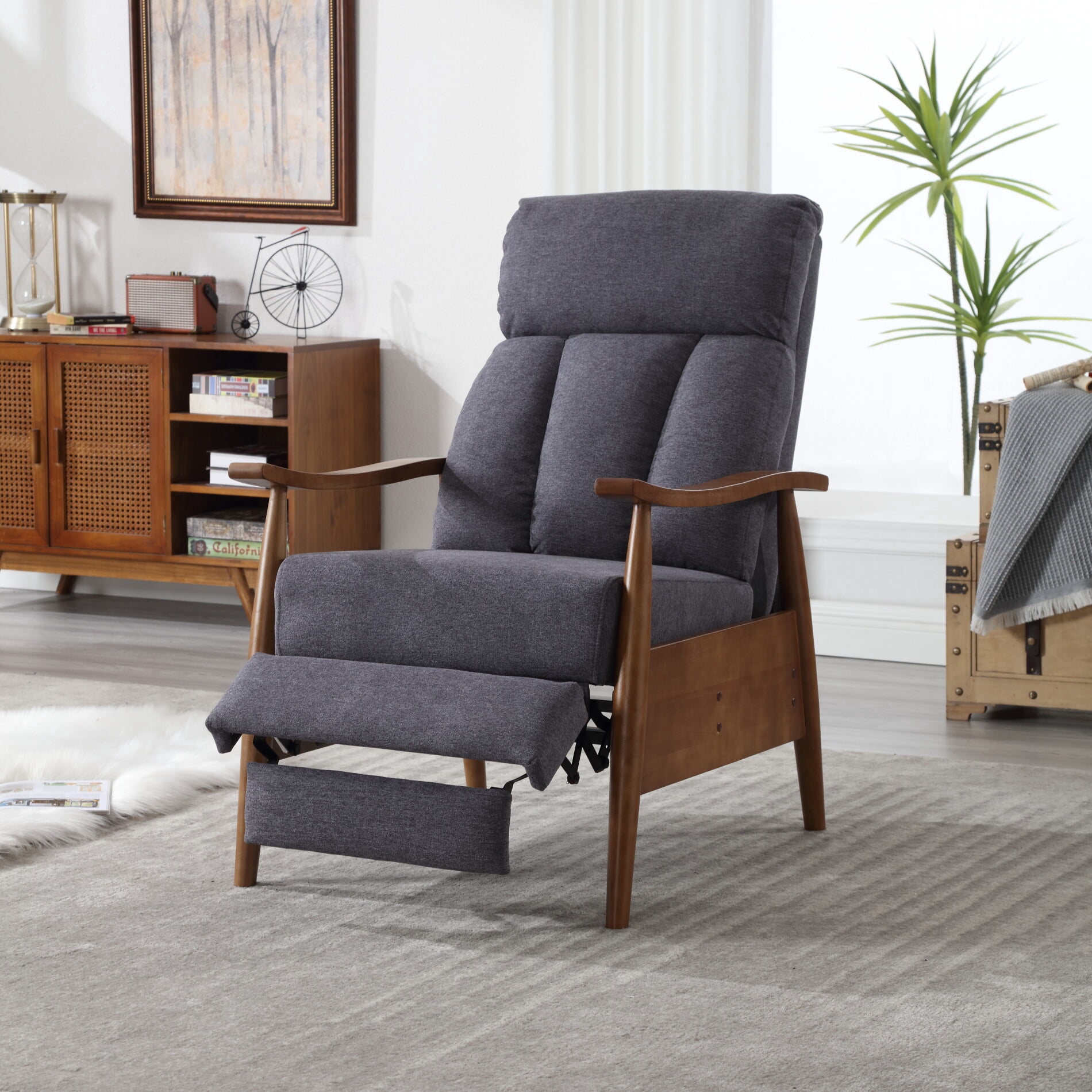 Wood Frame Recliner Chair, Modern Accent Chair Lounge Chair for Living ...
