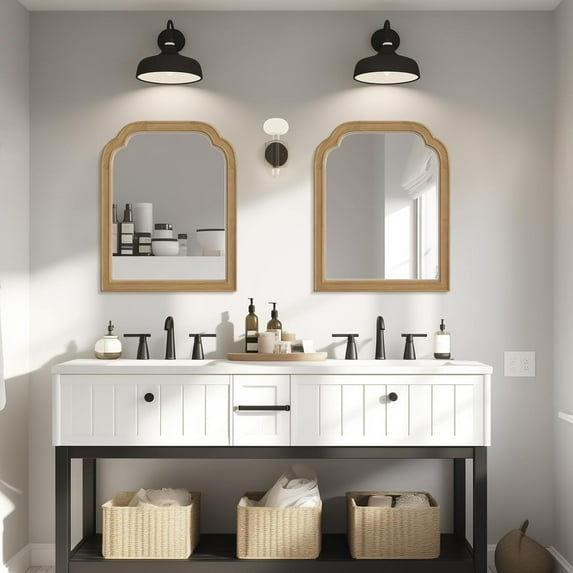 Wood Frame Wall Mirror Decor - 16x20 Natural Color for Entryway, Living Room or Bedroom