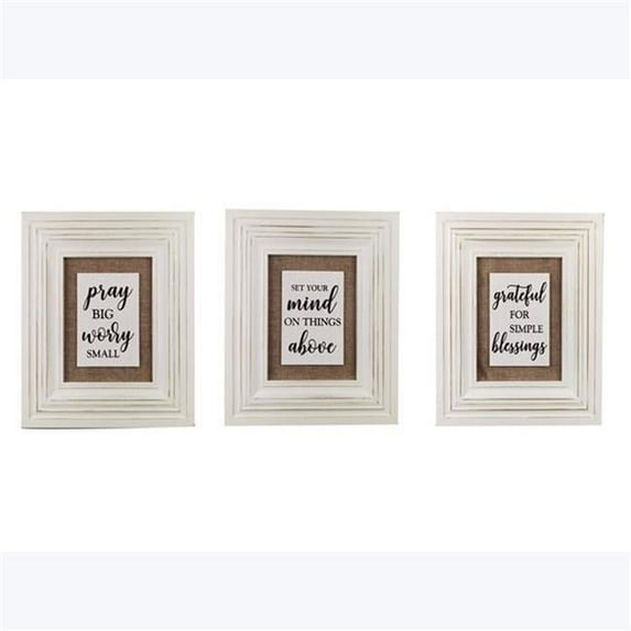 Wood Framed Burlap with Wood Sign, Assorted Color - 3 Piece