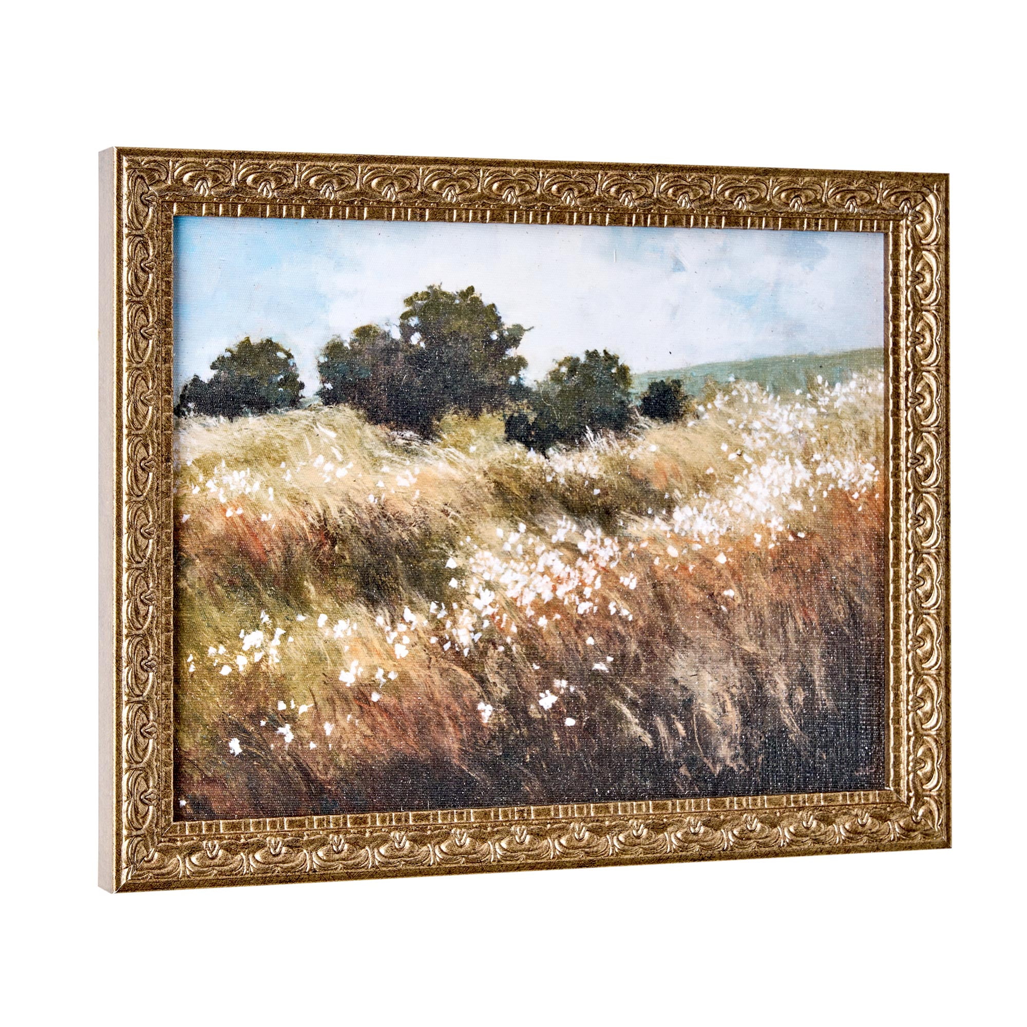 Home Decor Collection Calm Meadow Landscape Wall Art, Nature Canvas Print with Wood Bronze Frame, Farmhouse Decor, 11x14