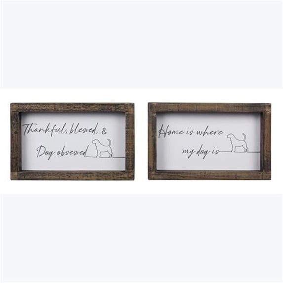 Wood Framed Dog Wall & Tabletop Sign, 2 Assorted Color