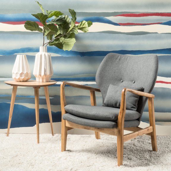 Wood - Framed Grey Club Chair with Additional Pillow / Upgrade Your Lounge Comfort