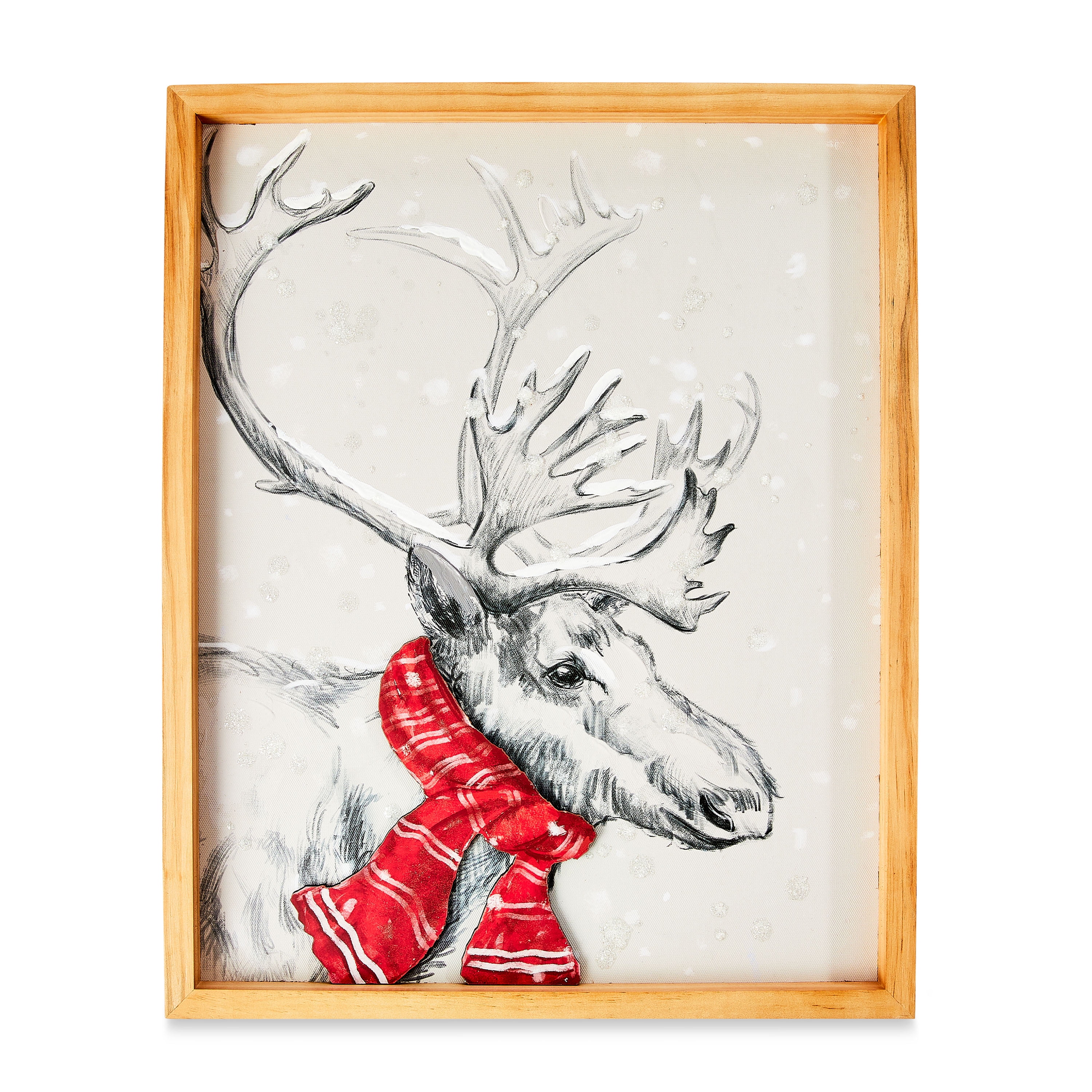 WoodFramed Reindeer Wall Art Christmas Wall Sign Decoration
