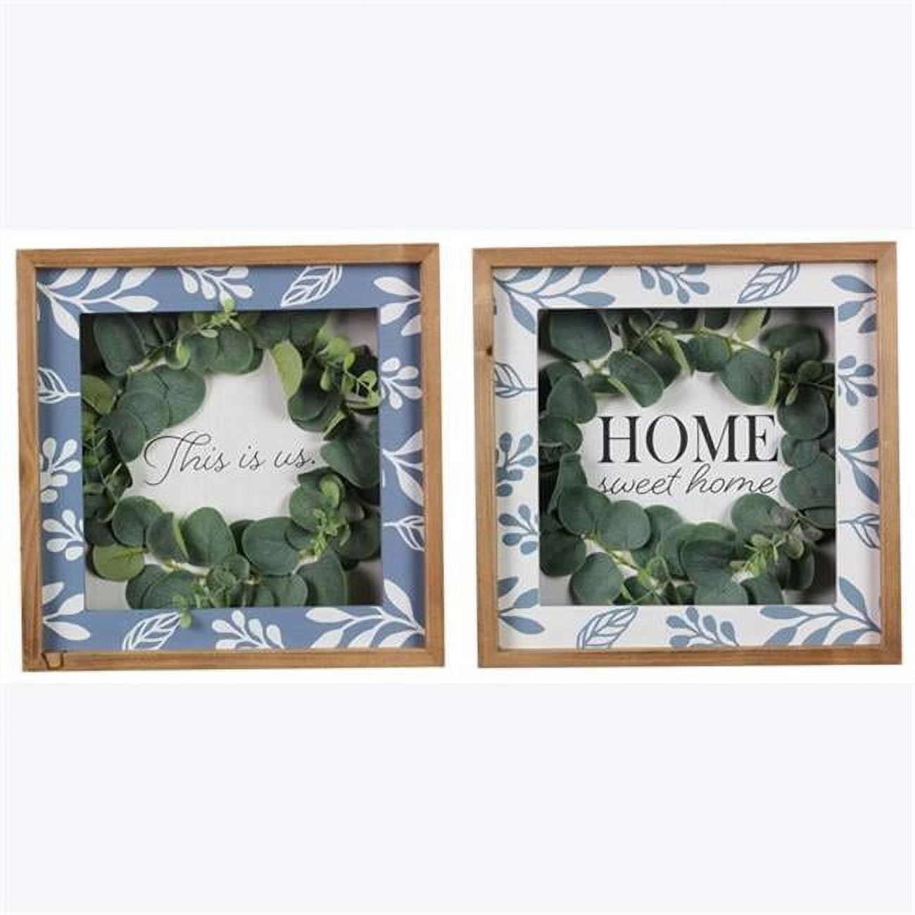 Wood Framed Shadow Box Tabletop & Wall Sign with Wreath, Assorted Color ...