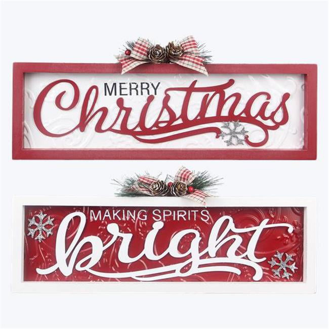 Wood Framed Tabletop Christmas Signs, Assorted Color 2 Piece