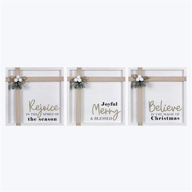 Winter Box Signs Wood Framed White Winter Snow Box Signs, Assorted Color - 3 Piece ...