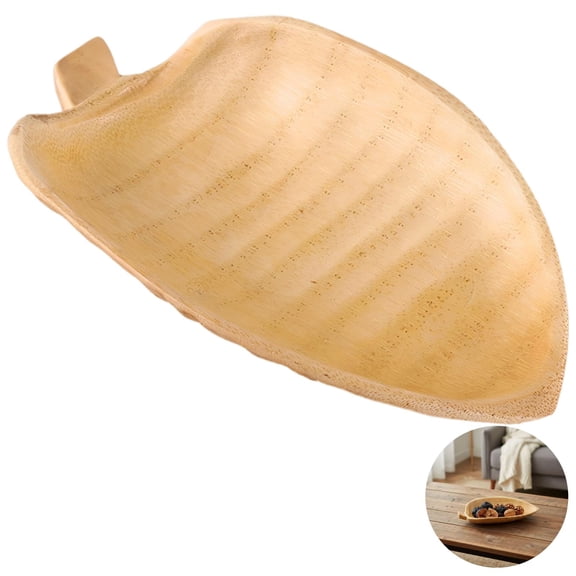 Wood Fruit Bowl, Natural Wavy Fruit Bowl, 9.8 in / 25 cm Wood Kitchen Counter Tray, Handmade Decor for Nuts Snacks Candies, Mulberry Leaf Shaped Serving Dish for Coffee Table Decor