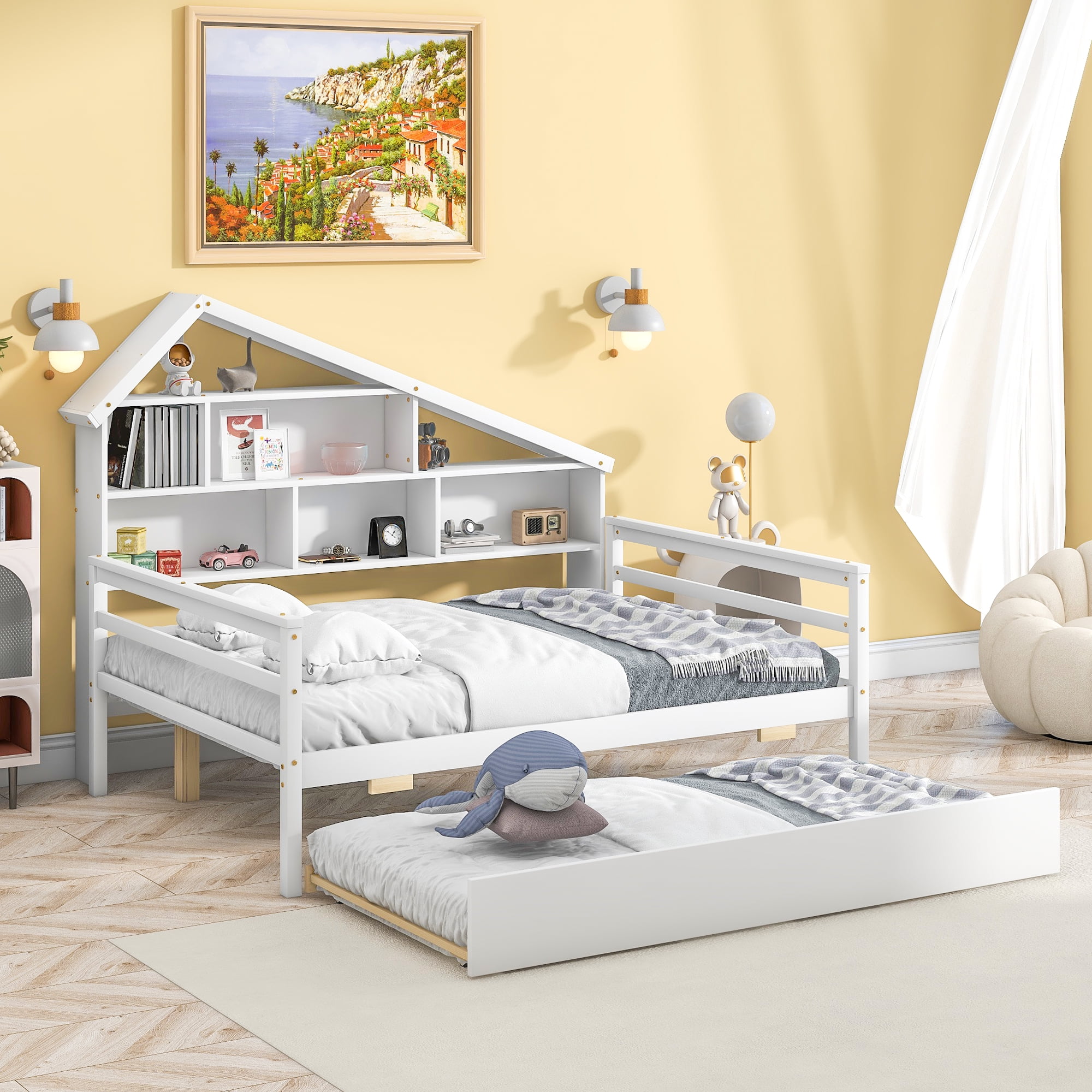 Daybed with deals shelves and trundle