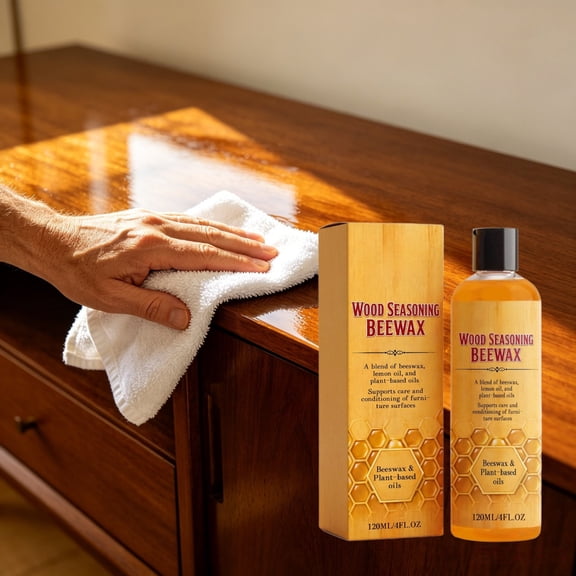 Wood Furniture Beeswax Polish 4 fl oz, Natural Wood Nourishing Refinishing Agent for Solid Wood Floors and Furniture