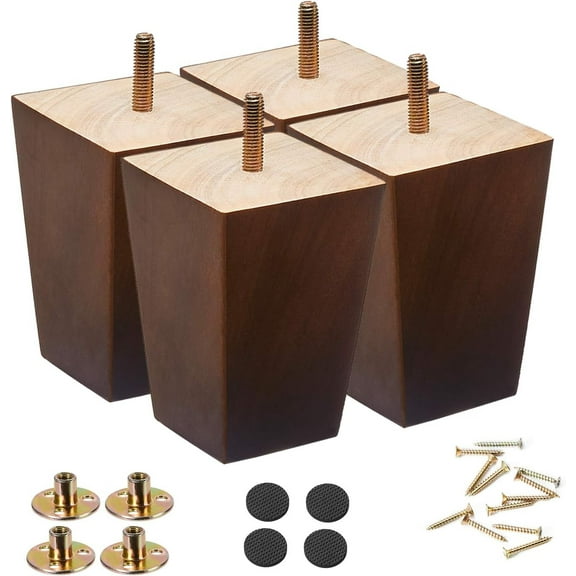 Wood Table Legs 11 Inch - Unfinished Rubber Wood Furniture Legs - Set ...