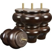 Wood Furniture Legs 5 inch Sofa Legs Pack of 4,Round Couch Legs Espresso Mid Century Desk Legs,Sofa Replacement Parts,For Dresser Legs Sideboard Recliner Couch Circle Chair Couch Riser Coffee Table