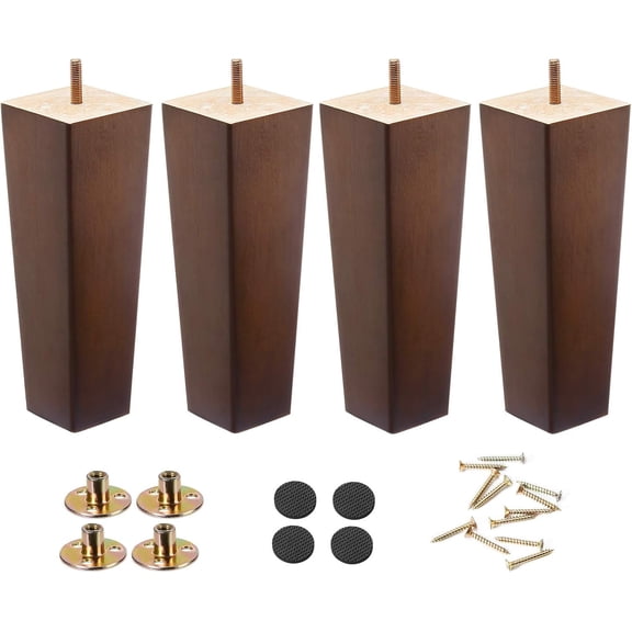 Wood Furniture Legs 8 inch Sofa Legs Pack of 4,Couch Legs Square Brown,Mid Century Desk Legs,Sofa Replacement Parts, for Dresser Legs Sideboard Recliner Couch Circle Chair Couch Riser Coffee Table