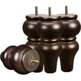 thumbnail image 1 of Wood Furniture Legs 8 inch Sofa Legs Pack of 4,Round Couch Legs Espresso Mid Century Chair feet Replacement,Sofa Replacement Parts, 1 of 5