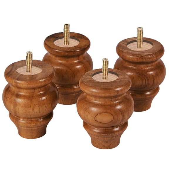 Wood Furniture Legs Sofa Legs Pack of 4,Round Couch Legs Espresso Mid Century Desk Legs,Sofa Replacement Parts,for Dresser Legs Sideboard Recliner Couch Circle Chair Couch Riser (3.5 inch)