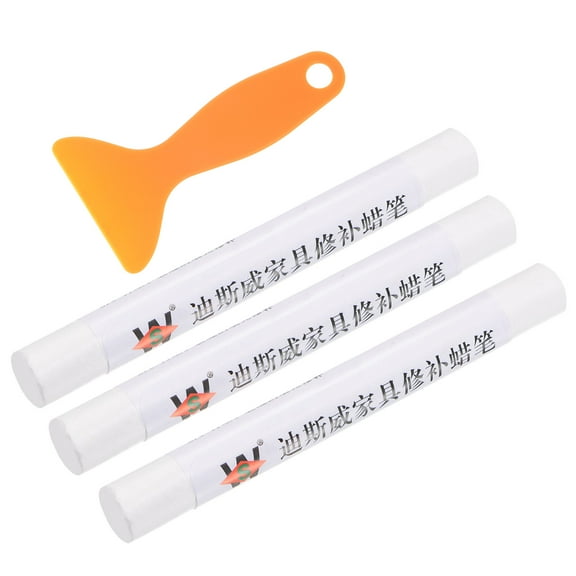 Wood Furniture Repair Kit 3pcs Markers with Spatula, White