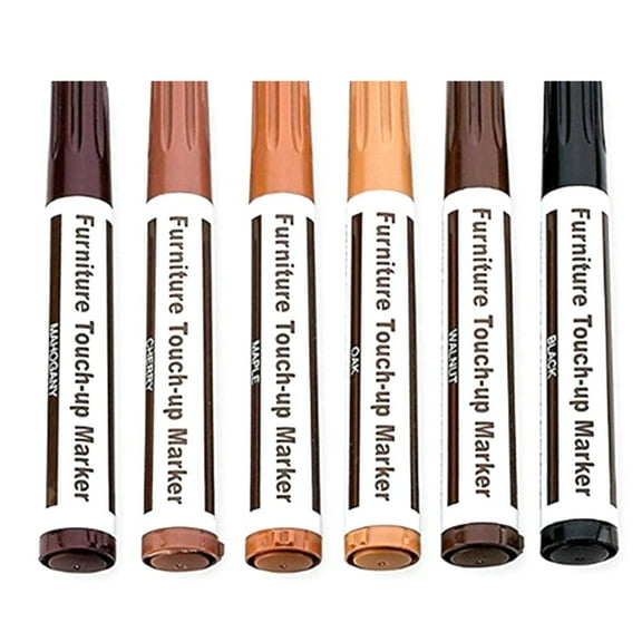 Wood Furniture Repair Markers (Scratch Touch Up Kit, Set), 6 Wood-Repair Markers Restore Finishes, Furniture Kit Wood Markers Set Of 6 Markers And Wax Sticks With Sharpener Kit For, By Meiiso