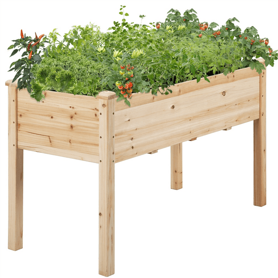 Wood Garden Bed Rectangle Raised Planters Planter Box Plants Vegetables Flowers Herbs Elevated Planter for Garden/House/Yard