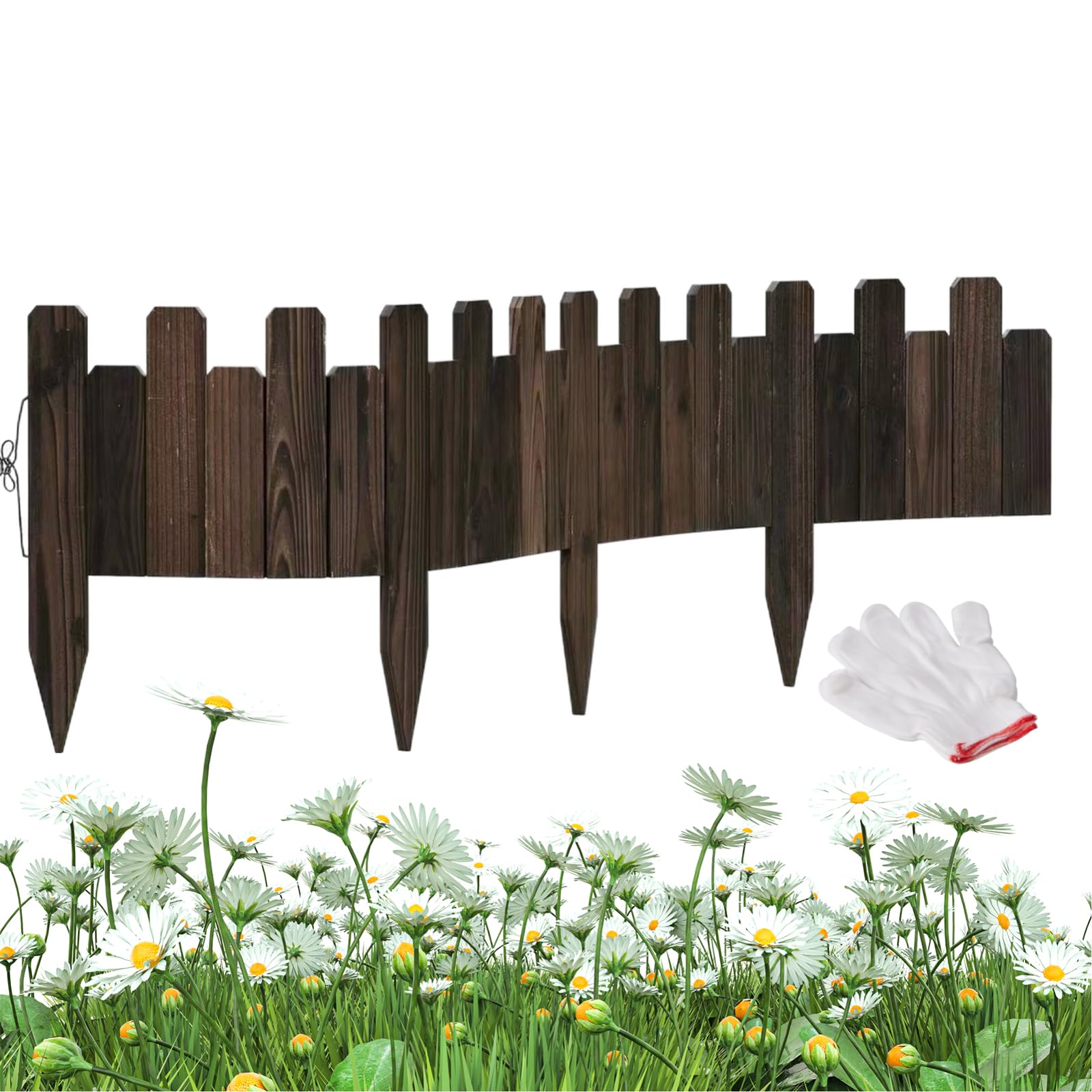 Wood Garden Edging Garden OIF8 Fence Border No Dig Edging Lawn Border