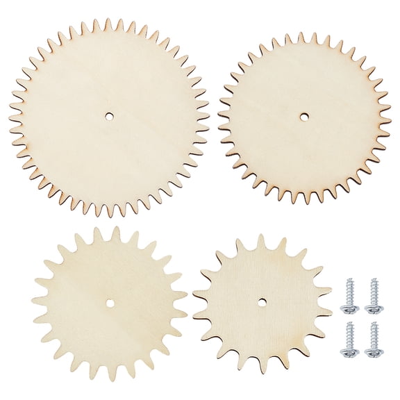 Wood Gear Toy for Montessori Busy Board Accessory BurlyWood 75~118x5mm Hole: 4mm 4pcs/set