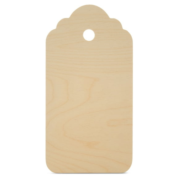 Wood Gift Tag Cutout 6-inch x 3-inch, Pack of 3 Hanging Ornament Decorations with Hole, for Crafts, Gifting and Decor, by Woodpeckers