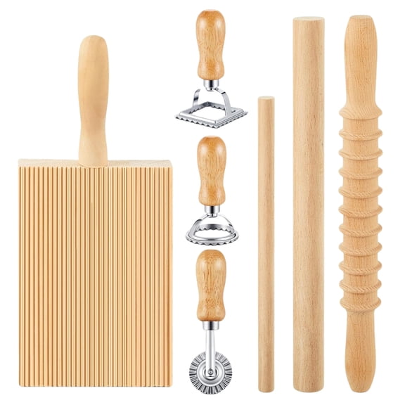 Wood Gnocchi Board Set Gnocchi Pastas Maker Ravioli Stamp Set Wood Metal Texture for Effortlesses Pastas Making at Home
