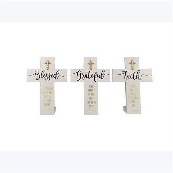 Wood Golden Faith Tabletop Cross Sculpture, 3 Assorted Color