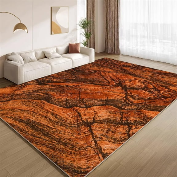 Wood Grain Area Rugs, Burnt Orange Brown Tree Ring Design Carpet, Washable Non Slip Low Pile Soft Rug for Living Room Bedroom Study Decor Mat 2ftx3ft