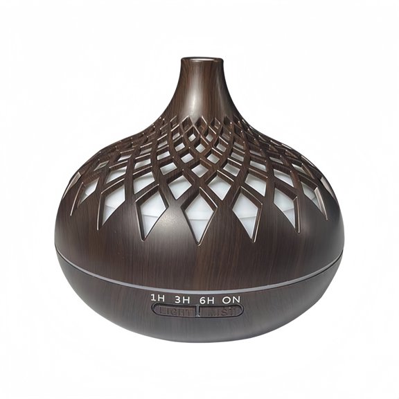 Wood Grain Aroma Diffuser, Black Hollow Oil Humidifier, 7 Color Changing Night Light Diffuser, Ultra Quiet Desktop Humidifier for Home Bedroom, Office, Study Room, Spa Relaxation Aromatherapy Use