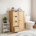 thumbnail image 1 of Wood-Grain Bathroom Storage Cabinet, 4 Drawers and 1 Door MDF Cabinet, Compact Moisture-Resistant Organizer for Small Bathrooms, 1 of 10