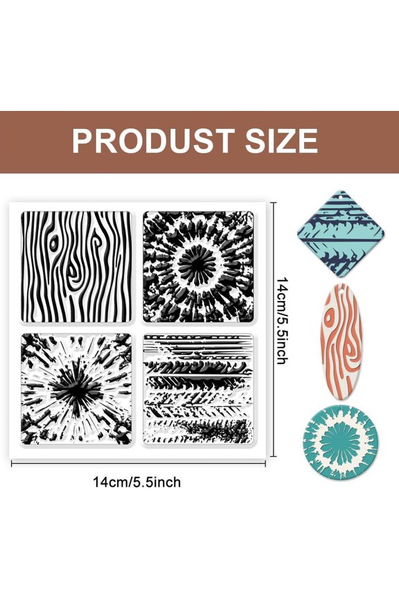 Wood Grain Clay Texture Sheets Tie-Dye Wheel Prints Clay Modeling Pattern Pad Polymer Clay Mat for Craftwork Jewelry Making Polymer Clay Earrings Tools 5.5x5.5Inch