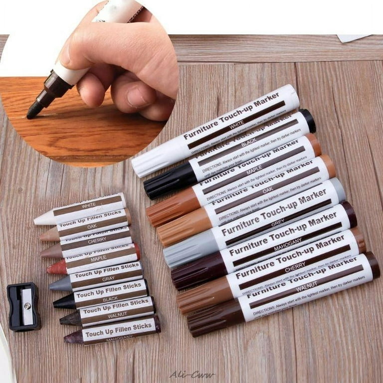 Furniture Repair Kit Wood Repair Markers Wood Repair Pen With Wax Sticks  And Wax Sharpener For Stains Scratches Floors 17PCS/Kit