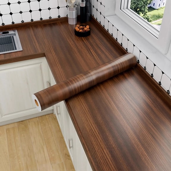 Wood Grain Contact Paper Brown Wooden Wallpaper Self-Adhesive Removable Vinyl Film Easy to Apply For Furniture Kitchen Cabinets