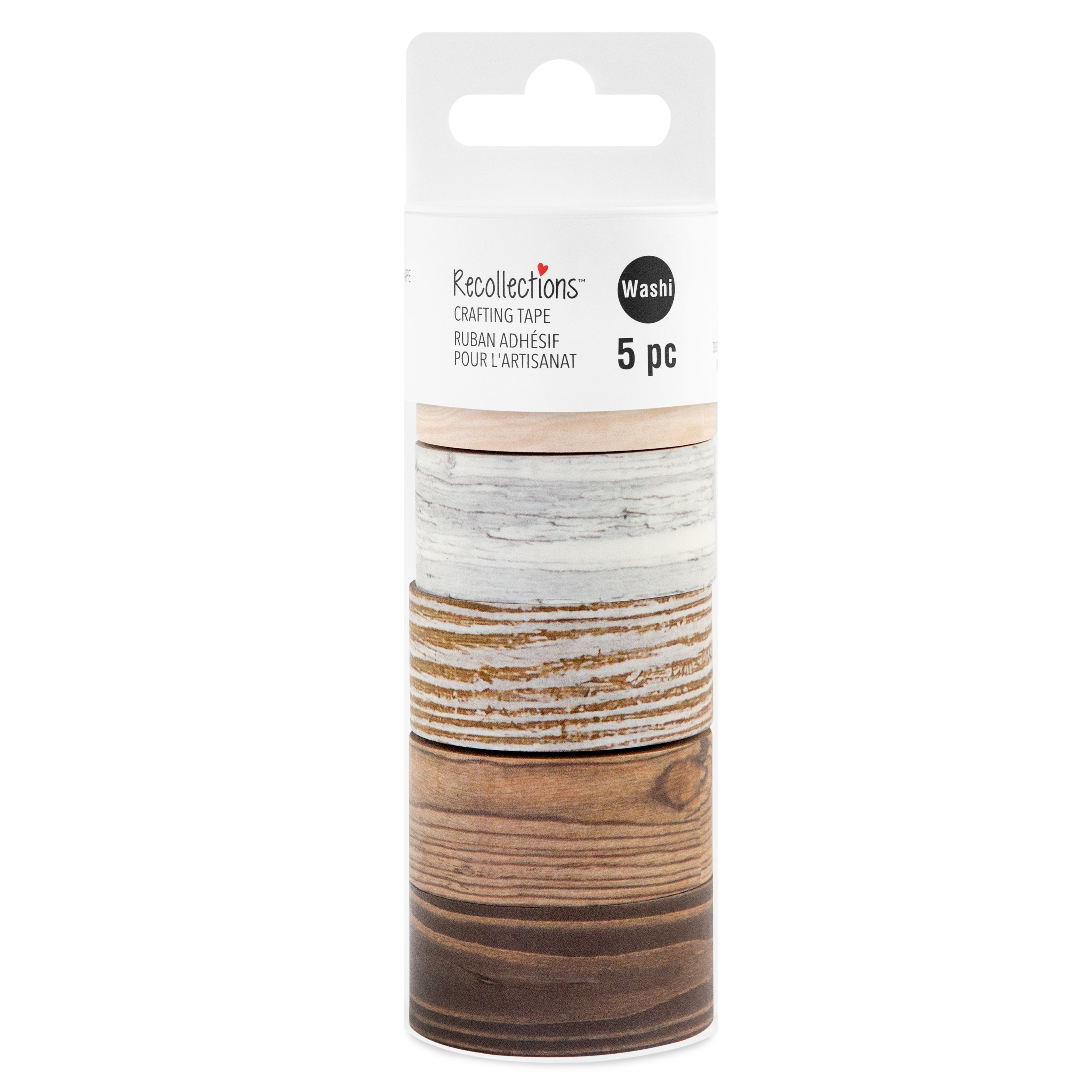 Wood Grain Crafting Washi Tape Set by Recollections - Assorted Decorative Tape for Crafting - Planners - Journals - Scrapbooking - Cardmaking - and Arts & Crafts - 1 Pack