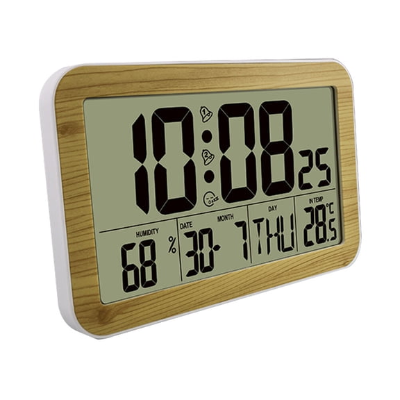Wood Grain Digital Wall Clock Hanging Abs Reloj De Pared Wall- Mounted Alarm Student Use Number Desktop