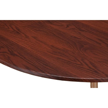 Wood Grain Elastic Table Cover, High Quality Vinyl, Fleece Backing, Mahogany – Measures 45" - 56" dia. Round