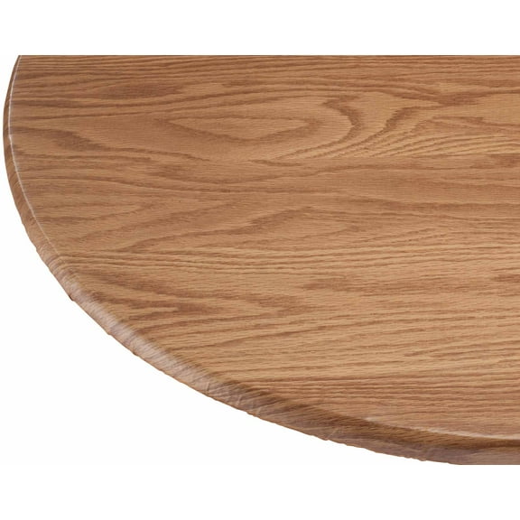 Wood Grain Elastic Table Cover, High Quality Vinyl, Fleece Backing, Pine – Measures 45" - 56" dia. Round